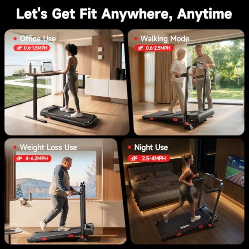 Black Foldable Incline Walking Pad Treadmill with Handles - 16% Max Incline, 6.2 MPH