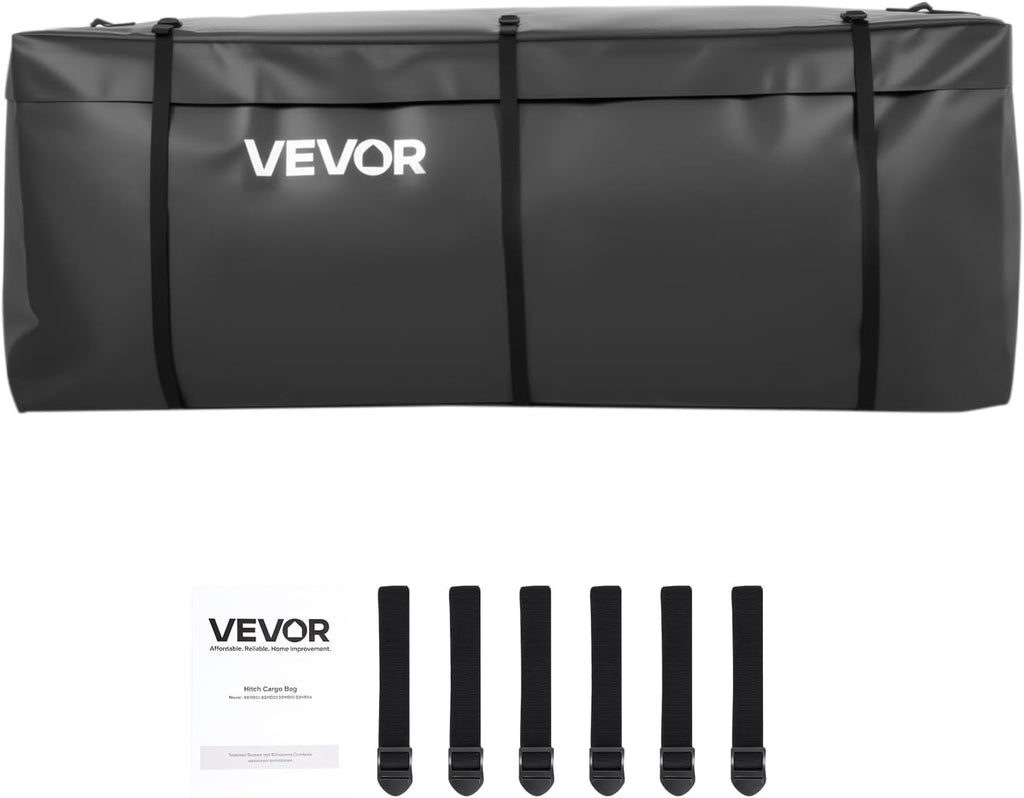 VEVOR Hitch Cargo Carrier Bag, Waterproof 840D PVC, 59.84 x 24.02 x 24.41 in (20 Cubic Feet), Heavy Duty Cargo Bag for Truck Bed Storage with 6 Reinforced Straps, Suitable for Car Vans Hitch Basket
