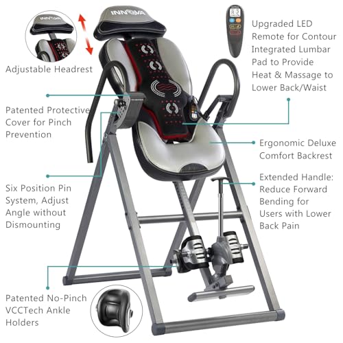 Innova Advanced Heat & Massage Inversion Table Light Gray - Full Spine Therapy