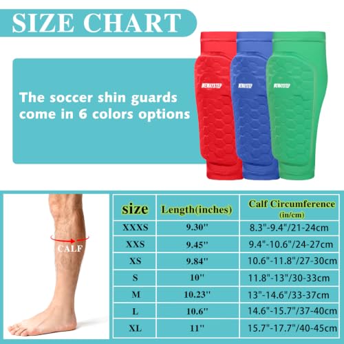 Kids and Adult Soccer Shin Guards with Calf Support Black X-Small - Lightweight Nylon with EVA Honeycomb Padding