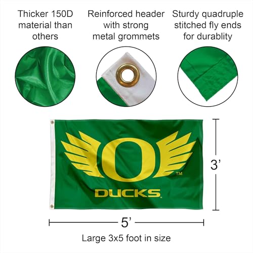 College Flags & Banners Oregon Wings Logo 3x5 Banner Flag for Tailgating & Home Decor