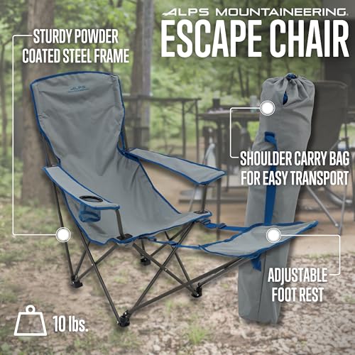Portable Camping Lounge Chair with Footrest and Adjustable Armrests - Gray/Blue