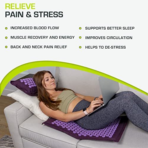 Royal Lilac ProsourceFit Acupressure Mat and Pillow Set for Pain Relief & Relaxation