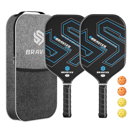 Blue Pickleball Paddles Set of 2 - USAPA Approved T700 Carbon Fiber Rackets with 4 Balls & Bag