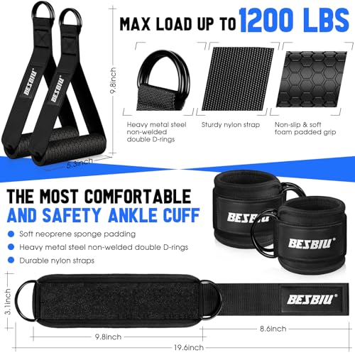 BesBiu Black 420LBS Heavy Resistance Bands Set for Strength Training & Home Gym