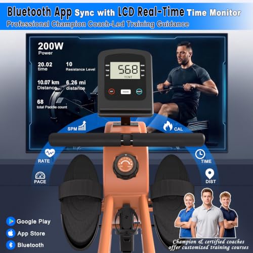 Foldable Magnetic Rowing Machine with 16 Resistance Levels & App Connectivity