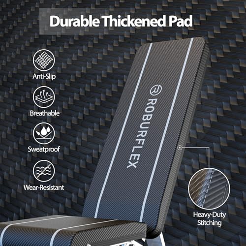 Roburflex Adjustable Foldable Workout Exercise Bench for Home Gym – Heavy Duty, 700 lb Capacity