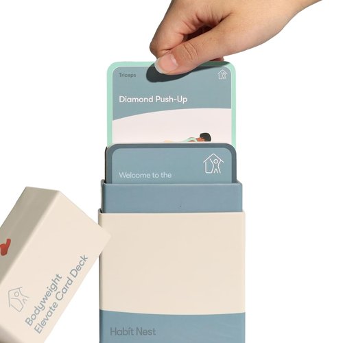 Bodyweight Elevate Exercise Cards: Home Workout Series Card Deck - Comprehensive At-Home Fitness System with 65 Exercises, 8 Bonus Challenges, and 4 Unique Workout Formats.