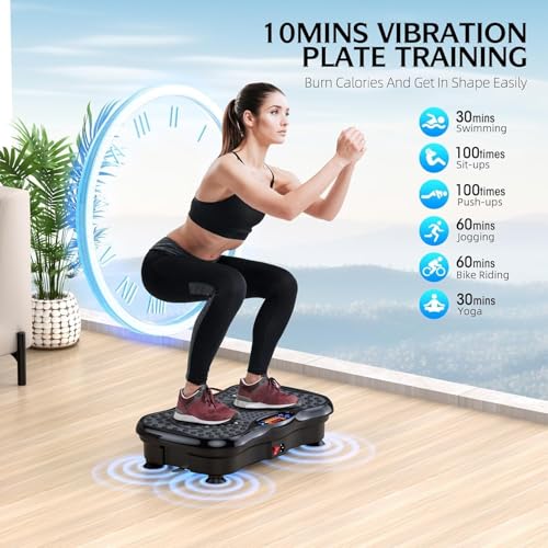 GMCXAX Black Vibration Plate Exercise Machine for Weight Loss & Muscle Recovery