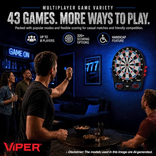 Viper 777 Electronic Soft Tip Dart Board - 15.5 Inch, 43 Games, Bilingual Voice