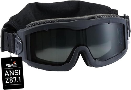 Lancer Tactical Safety Goggles - AERO 3mm Thick Lens | ANSI Z87.1 Rated, Anti-Scratch Shield
