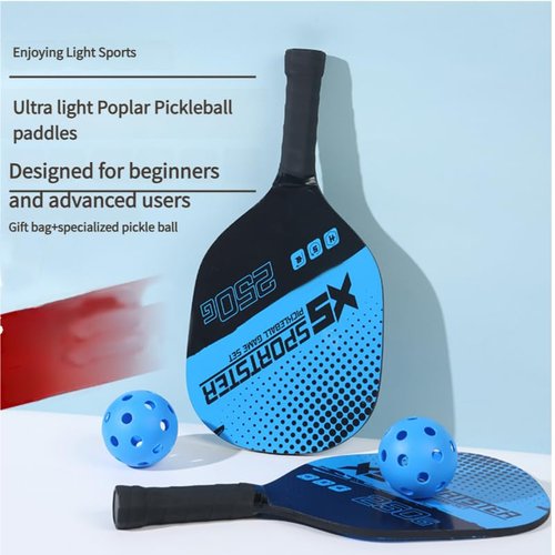 Blue Poplar Pickleball Paddles Set of 2-2 Pickleball Rackets, Bag & 4 Pickleball Balls. Indoor/Outdoor. for All - Beginners, Advanced. Men, Women, Kids. Approved. Play on Beach or Court.