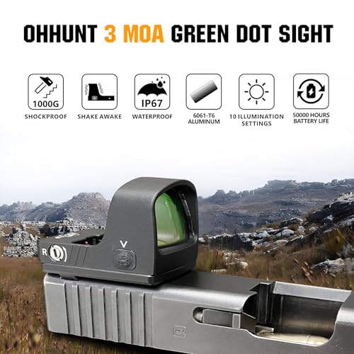 ohhunt RD U2 3 MOA Green Dot Sight for RMR Footprint, Shockproof & Waterproof