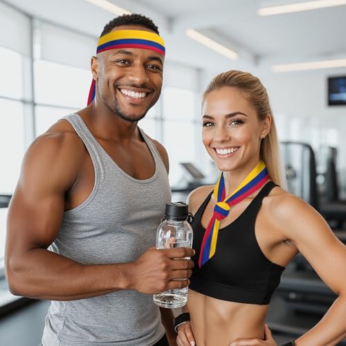 Colombia Flag Pattern Adjustable Sports Headband Wrap for Women Men