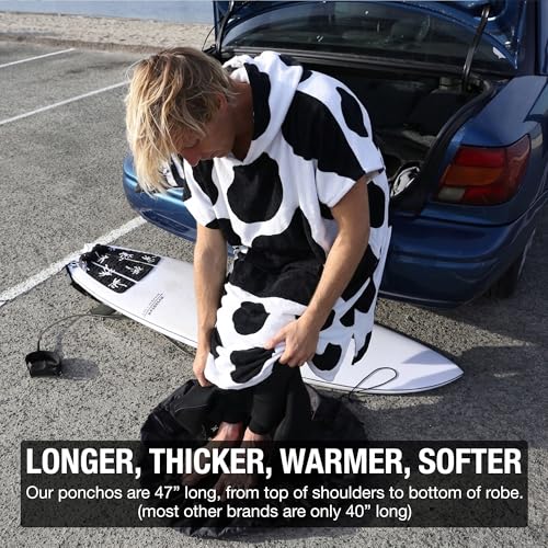Cow Surf Poncho - Warm & Soft Changing Robe for Wetsuit - One Size