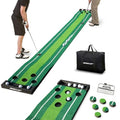 Indoor Putting Green Game Set - 12-Hole Pro Golf Practice Mat with Ball Collection