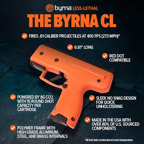 Compact Kinetic Projectile Launcher with Black Finish - Byrna CL Bundle