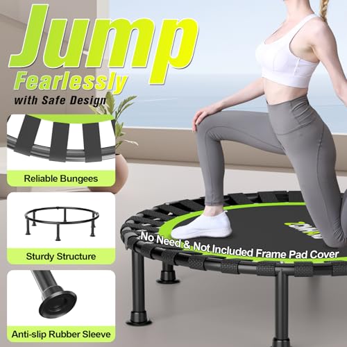 Foldable Mini Trampoline 48-Inch Rebounder for Indoor Fitness Green