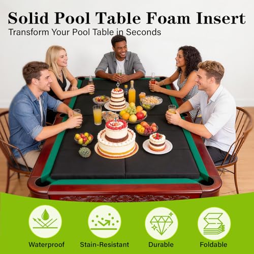 8ft Pool Table Cover & Conversion Mat for Dining & Gaming | Foldable & Removable Foam Pad