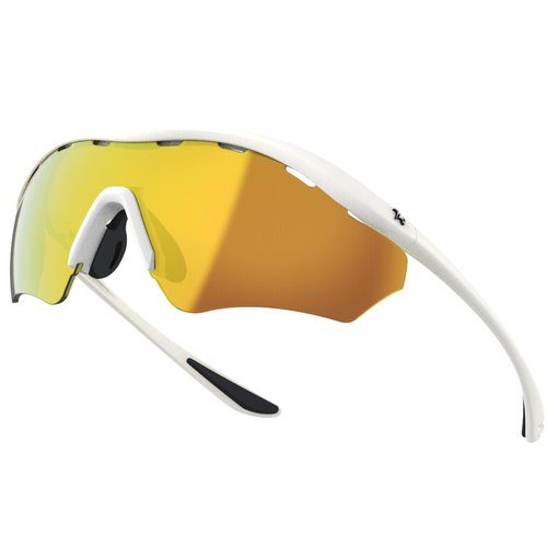 720armour Rider Sports Sunglasses, UV400 Protection, Unisex, for Cycling and Outdoor Activities (Matte White Frame With Gold Lens)