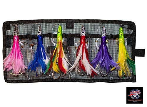 6 Pack Offshore Tuna Lures Set - Rigged Feather Fishing Tackle