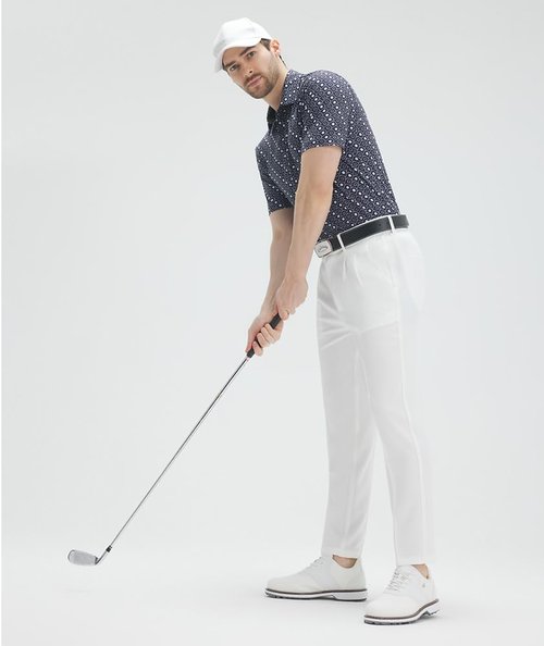 JIUYANG Men's Golf Polo Shirt - Moisture-Wicking, 4-Way Stretch, UPF 50+ | Short Sleeve Performance Print