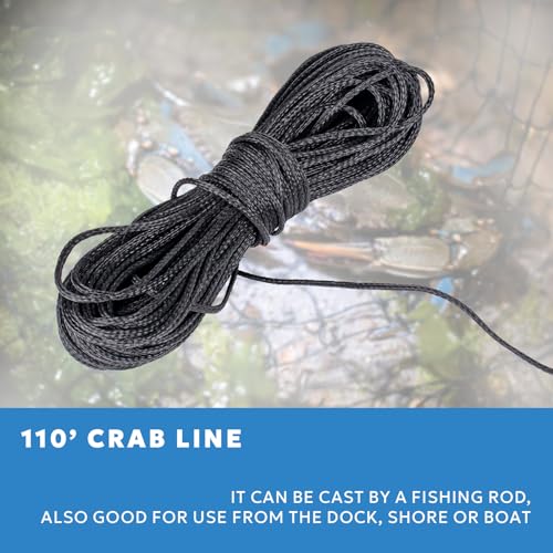 Castable Crab Trap Kit - Foldable 24-Inch Net with 110ft Line & Bait Pin - Variation CN004A-2