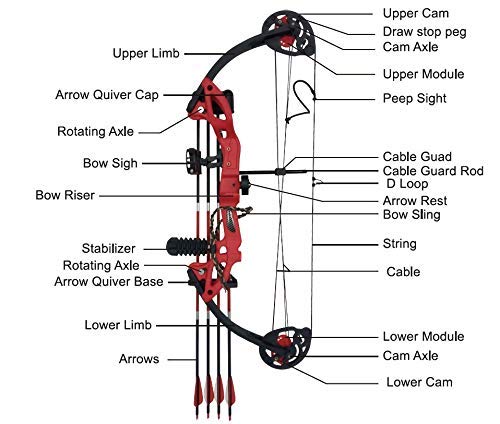 Black Right-Handed Youth Compound Bow Archery for Beginners, 19-28" Draw