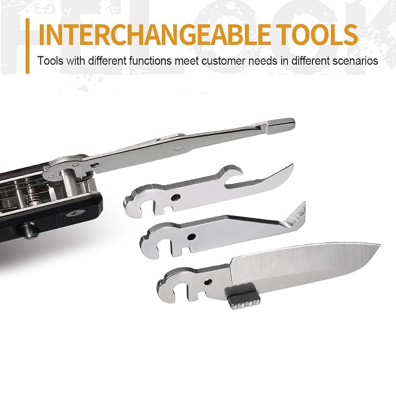 7-in-1 Mini Flex Companion EDC Multitool with G10 Handle, Box Cutter, Short Blade, Scissors, Bottle Opener, Bits & Tweezers