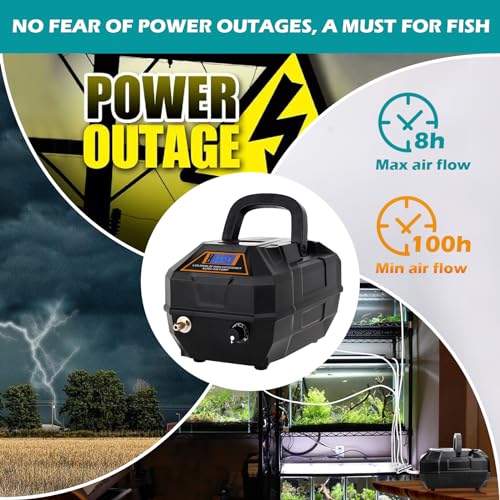 Hygger Rechargeable Aquarium Pond Air Pump 238GPH Quiet Adjustable Flow with Hose & Check Valve