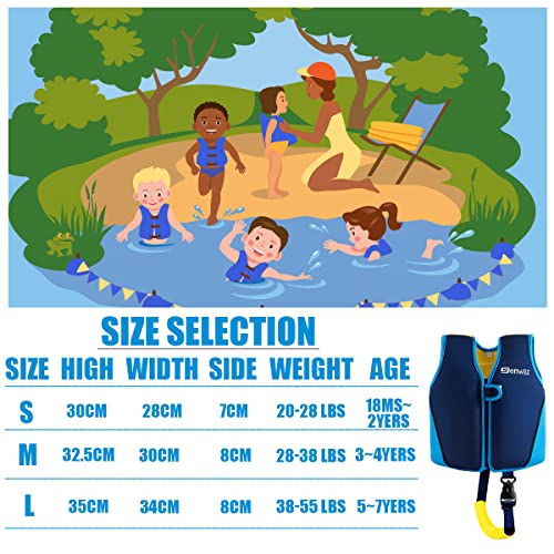 Baby Swim Vest for Toddlers 18 Months-2 Years Blue Neoprene Float Vest with Front Zipper