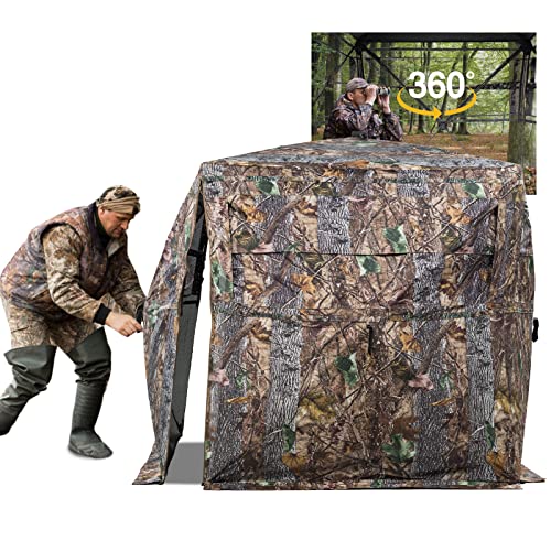 FUNHORUN 2-3 Person 360 Degree See-Through Hunting Blind with Carry Bag