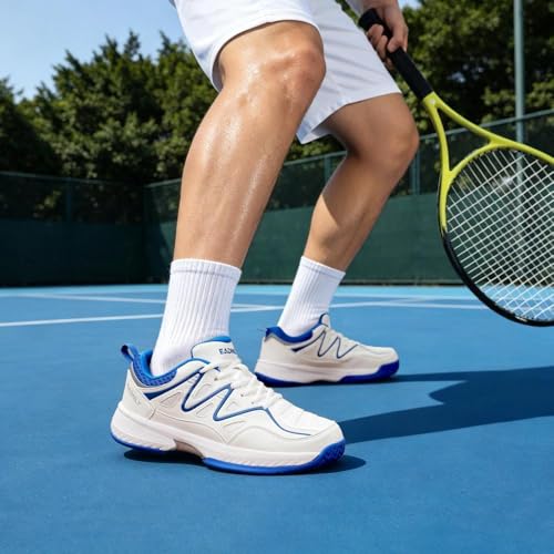 Men's Wide Pickleball Shoes All Court Lightweight Breathable Blue 9.5