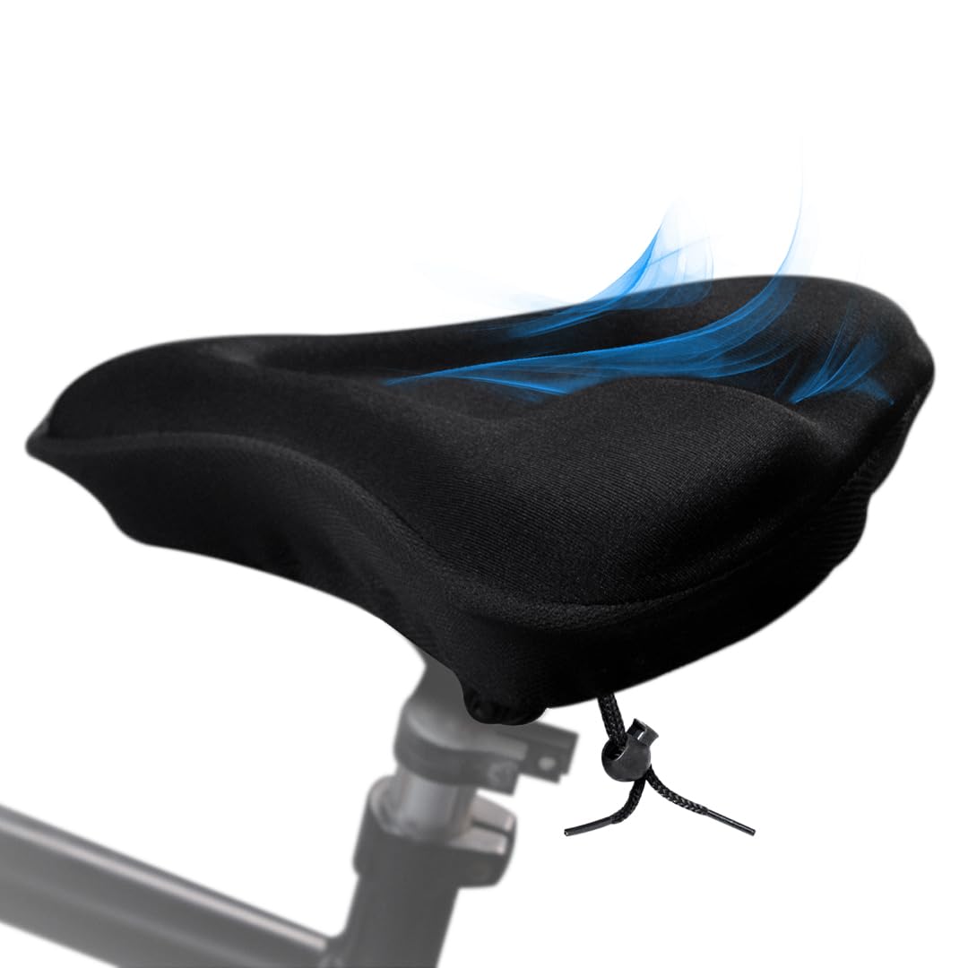 Revas Bike Seat Cushion Padded Shock-Absorbing Bicycle Seat Cover for Comfortable Long Rides | Universal Bike Seat Padding for Road, Mountain & Commuter Bikes