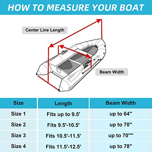 600D Marine Grade Waterproof Dinghy Cover for 10.5-11.5 ft Boats Silver Sunproof