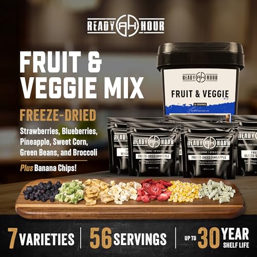 Emergency Freeze-Dried Fruit & Veggie Mix - 56 Servings, 30-Year Shelf Life