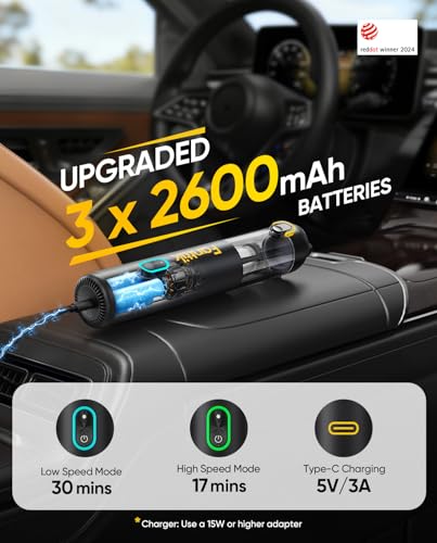 Fanttik V8 Mate Cordless Car Vacuum Black - Portable Mini Handheld with 13000Pa Suction