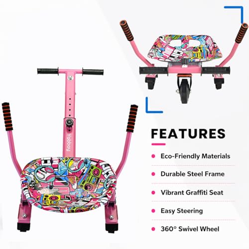 Yabbay Pink Eco-Friendly Hoverboard Seat Attachment for Kids - Safe & Easy to Install