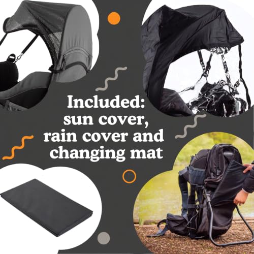 Hiking Baby Carrier Backpack with Sun Visor - Toddler & Child Carrier, Black/Grey