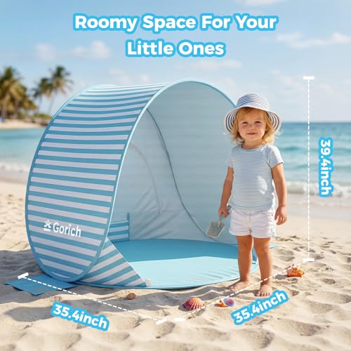 Gorich Light Blue Baby Beach Tent with UPF50+ UV Protection Portable Sun Shelter