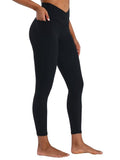 Sunzel Butt Lifting Scrunch Leggings for Women with Pockets No Front Seam Crossover Workout Booty Yoga Pants Tummy Control 25" Inseam Black Small