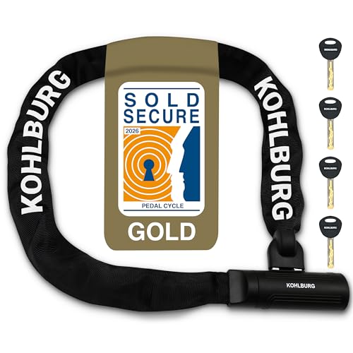 Heavy Duty Bike & Motorcycle Chain Lock 4ft Long, Sold Secure Gold