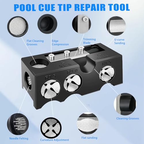 11-in-1 Pool Cue Tip Shaper & Replacement Kit for Billiards