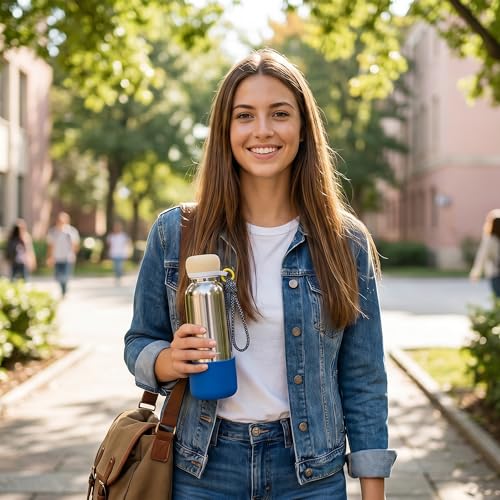 Fouss 19oz Stainless Steel Insulated Water Bottle with Straw - Blue