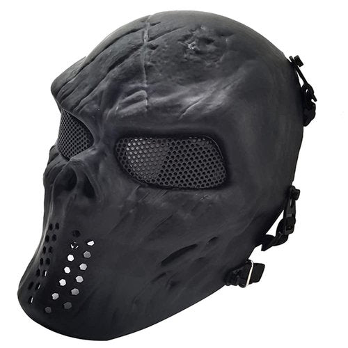 Fanjin Tactical Mask Skull Full Face Masks, Airsoft Mask, for Halloween Cosplay Party CS Survival Games Shooting (Black)