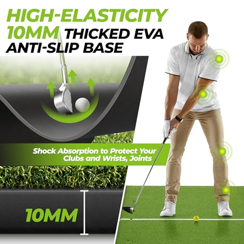 Golfguru 5' x 4' Dual Turf Golf Mat with Alignment Aid - Enhanced 21mm