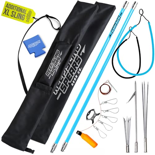 Hawaiian Sling Fishing Spear Set - 72 Inch Fiberglass Pole with 3 Prong Tips & Travel Bag