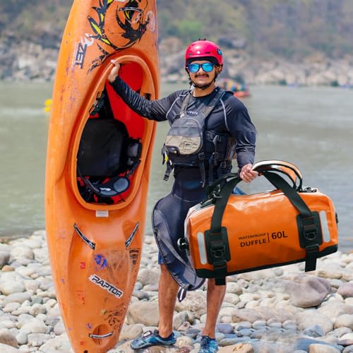 ESONE 60L Waterproof Dry Bag Backpack for Kayaking, Travel, Surfing – Orange