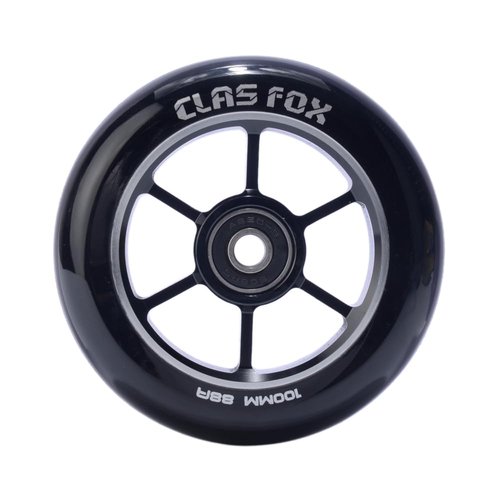 CLAS FOX 100/110mm One Pair Pro Stunt Scooter Wheels with ABEC-9 Bearings CNC Metal Core (2pcs)（Black-Black）