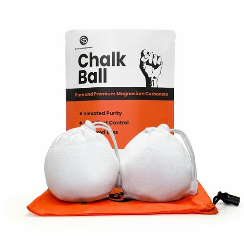 DYNAMICCOMBO Climbing Chalk | Refillable Chalk Ball for Rock Climbing, Weight Lifting & Gymnastics | Storage Bag Included | 2 Chalk Balls